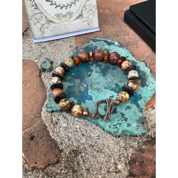 Hand Crafted Beaded Amber Bracelet - Picture 5 of 10